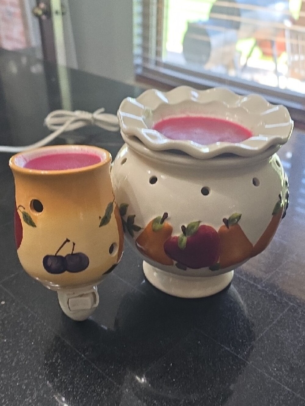 Ceramic Fruit Motif Oil Warmer Set Fruit Accents